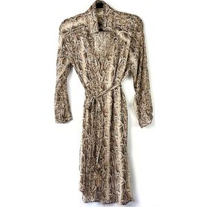 Snake skin print collared shift dress